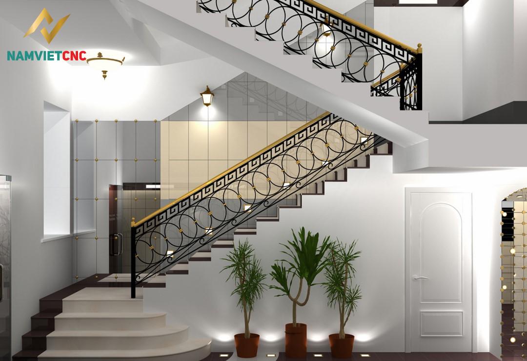 Tạo điểm nhấn cho cầu thang sắt mỹ thuật